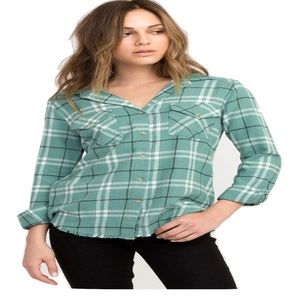 RVCA, WOMENS IN A HAZE PLAID FLANNEL SHIRT. Size Large, NWT, NEW! Cute!